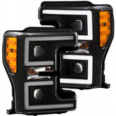 6.7 Powerstroke Anzo 111388 Black LED Plank Swithcback Projector Headlights