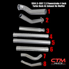 1994.5-1997 7.3 Powerstroke 4 Inch Turbo Back AL Exhaust No Muffler