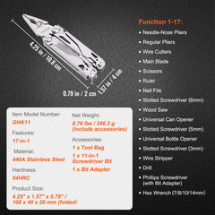 VEVOR 17-In-1 Multitool Pliers