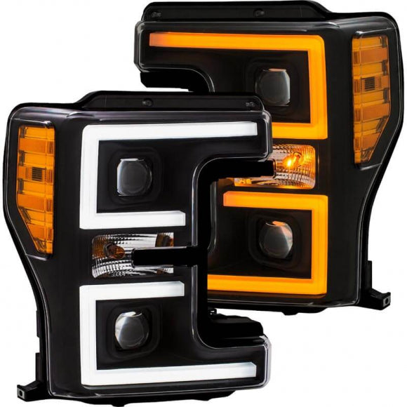 6.7 Powerstroke Anzo 111388 Black LED Plank Swithcback Projector Headlights