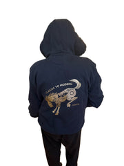 Half Zip Hoodie With Bucking Bronco Back