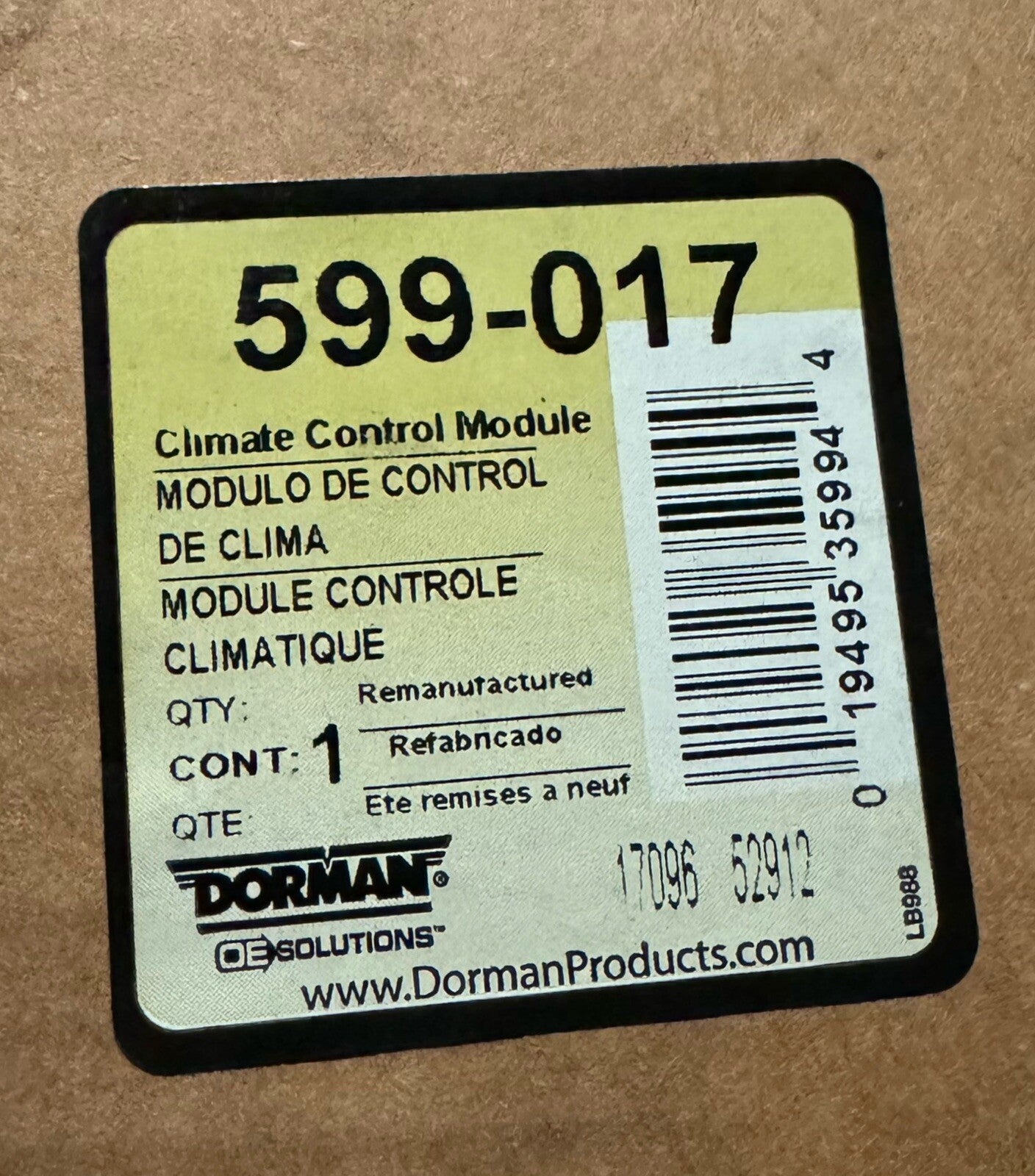 2003-2004 GMC Chevy HVAC Control Module Dorman 599-017 Reman