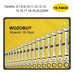 16Pcs Premium Flex-Head Ratcheting Wrench Set