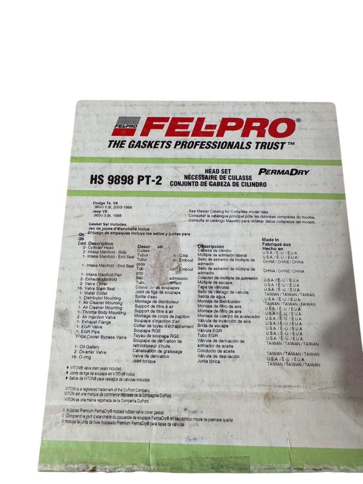 1998-2003 Dodge Ram Dakota Durango 5.2L 5.9L Gas Jeep Head Gasket Set HS9898PT-2