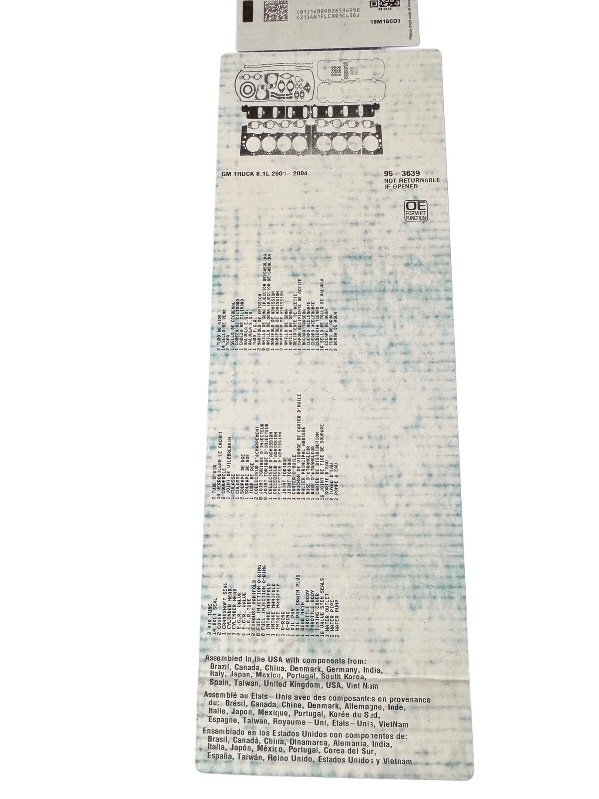 2001-2007 Chevy GMC 8.1L Gas V8 Mahle Head Gasket Kit 95-3639