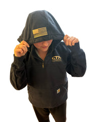 Half Zip Hoodie With Bucking Bronco Back