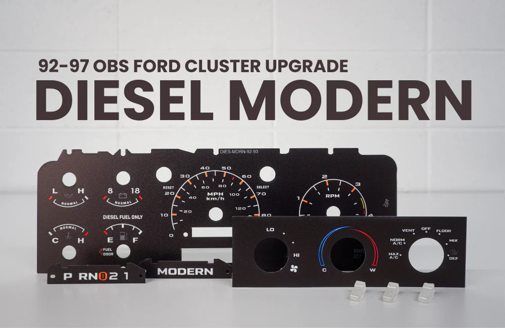 1992-1997 OBS Ford Gauge Cluster Film Kit - Diesel Modern