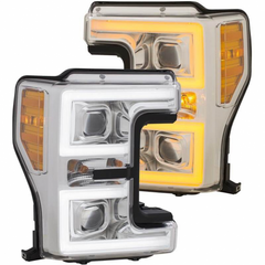 2017-2019 Super Duty Anzo Chrome Plank Style Switchback Projector Headlights 111389