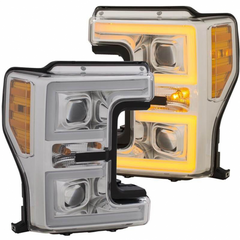2017-2019 Super Duty Anzo Chrome Plank Style Switchback Projector Headlights 111389