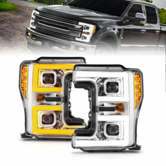 2017-2019 Super Duty Anzo Chrome Plank Style Switchback LED Projector Headlights 111578