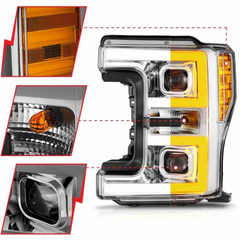 2017-2019 Super Duty Anzo Chrome Plank Style Switchback LED Projector Headlights 111578