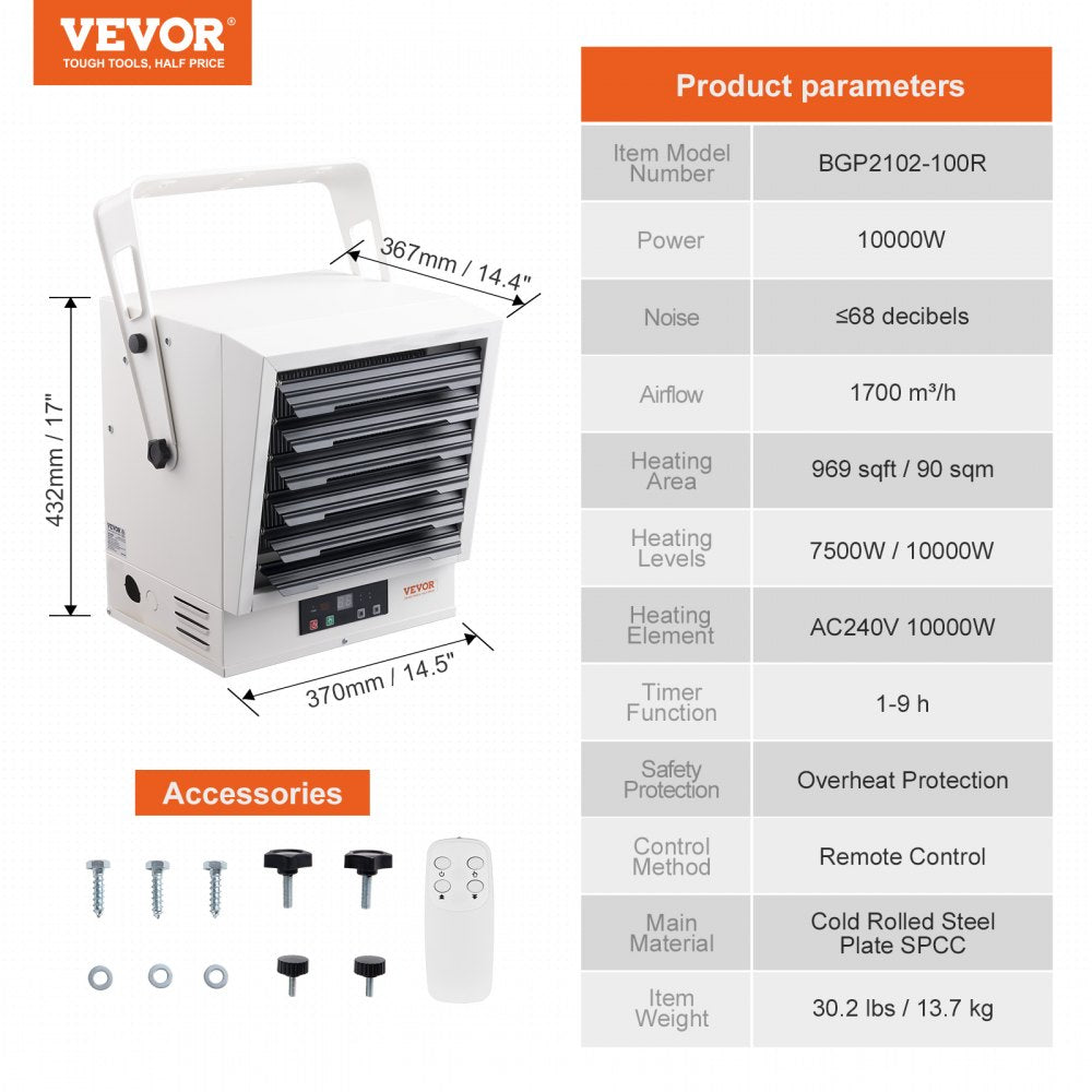 VEVOR Electric Garage Heater 10000-Watt