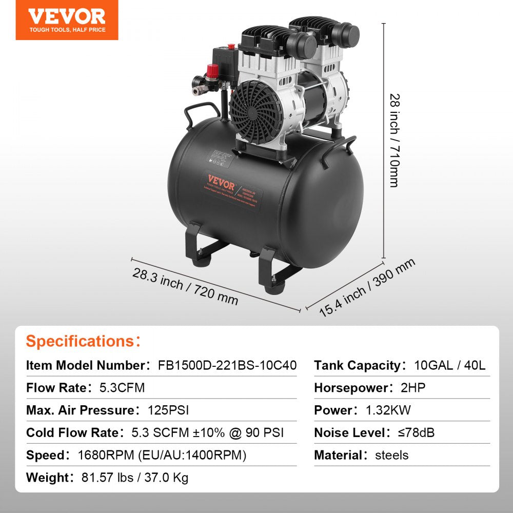 VEVOR  10 Gallon 90 PSI Portable Air Compressor